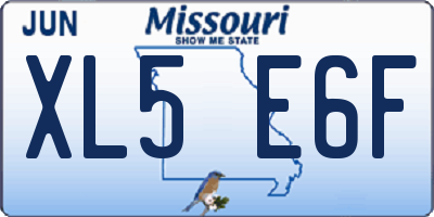 MO license plate XL5E6F