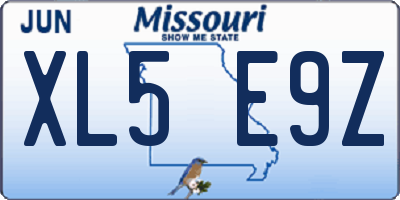 MO license plate XL5E9Z