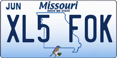 MO license plate XL5F0K