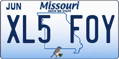 MO license plate XL5F0Y