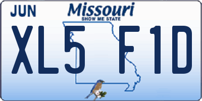 MO license plate XL5F1D
