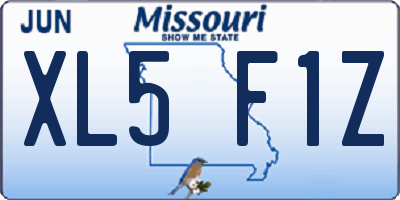 MO license plate XL5F1Z
