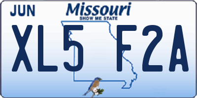 MO license plate XL5F2A