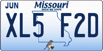 MO license plate XL5F2D