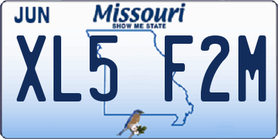 MO license plate XL5F2M