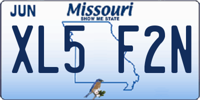 MO license plate XL5F2N