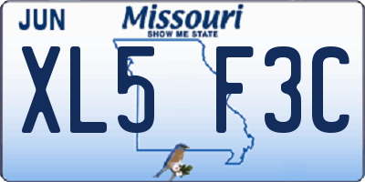 MO license plate XL5F3C