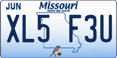 MO license plate XL5F3U