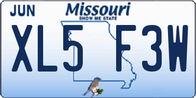 MO license plate XL5F3W