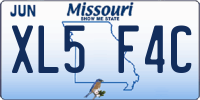 MO license plate XL5F4C