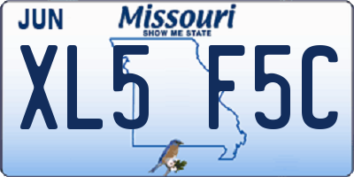 MO license plate XL5F5C