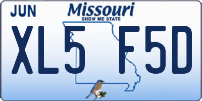 MO license plate XL5F5D