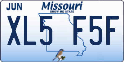 MO license plate XL5F5F
