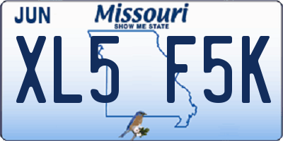 MO license plate XL5F5K