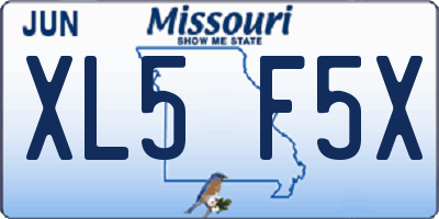 MO license plate XL5F5X