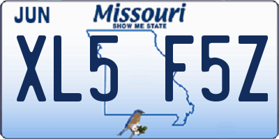 MO license plate XL5F5Z