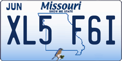 MO license plate XL5F6I