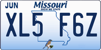 MO license plate XL5F6Z