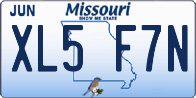 MO license plate XL5F7N