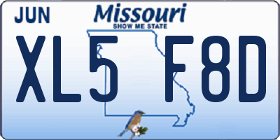 MO license plate XL5F8D