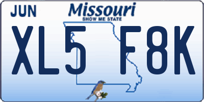 MO license plate XL5F8K