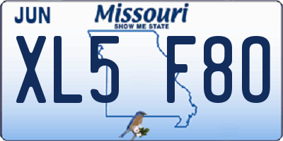 MO license plate XL5F8O