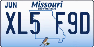 MO license plate XL5F9D
