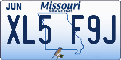 MO license plate XL5F9J