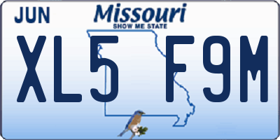 MO license plate XL5F9M