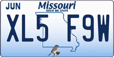 MO license plate XL5F9W
