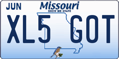 MO license plate XL5G0T