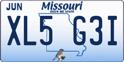 MO license plate XL5G3I