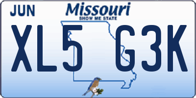 MO license plate XL5G3K