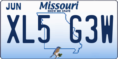 MO license plate XL5G3W