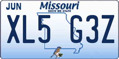 MO license plate XL5G3Z