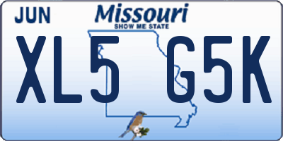 MO license plate XL5G5K