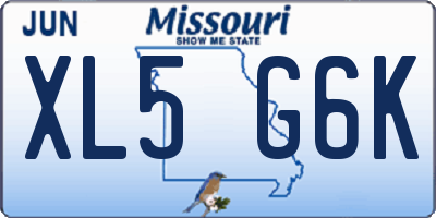 MO license plate XL5G6K