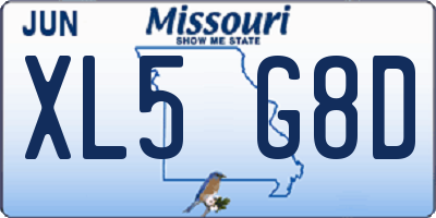 MO license plate XL5G8D