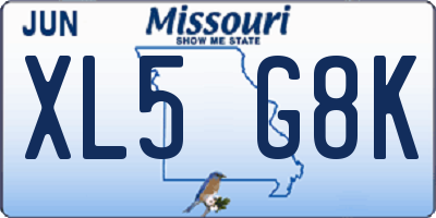 MO license plate XL5G8K
