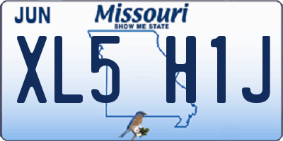 MO license plate XL5H1J