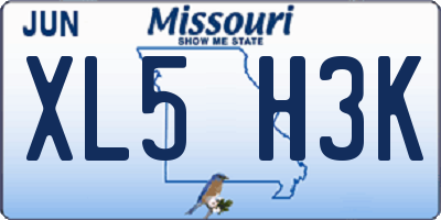 MO license plate XL5H3K