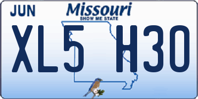 MO license plate XL5H3O