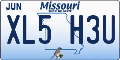 MO license plate XL5H3U
