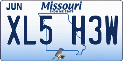 MO license plate XL5H3W