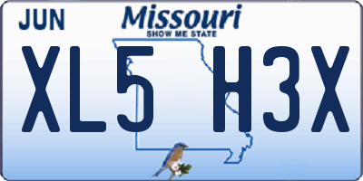 MO license plate XL5H3X