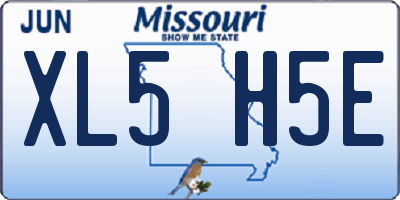 MO license plate XL5H5E