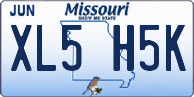 MO license plate XL5H5K