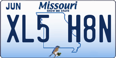MO license plate XL5H8N