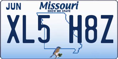 MO license plate XL5H8Z