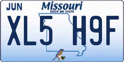 MO license plate XL5H9F